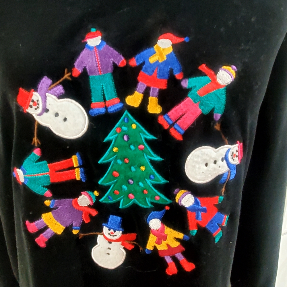 Rare Find!Faux Velvet Christmas Mock Turtle Neck Women's size Large 90s Vintage